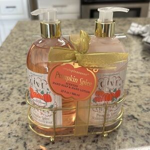 SOLD Simple Pleasures Pumpkin Spice Hand Soap and Lotion Set